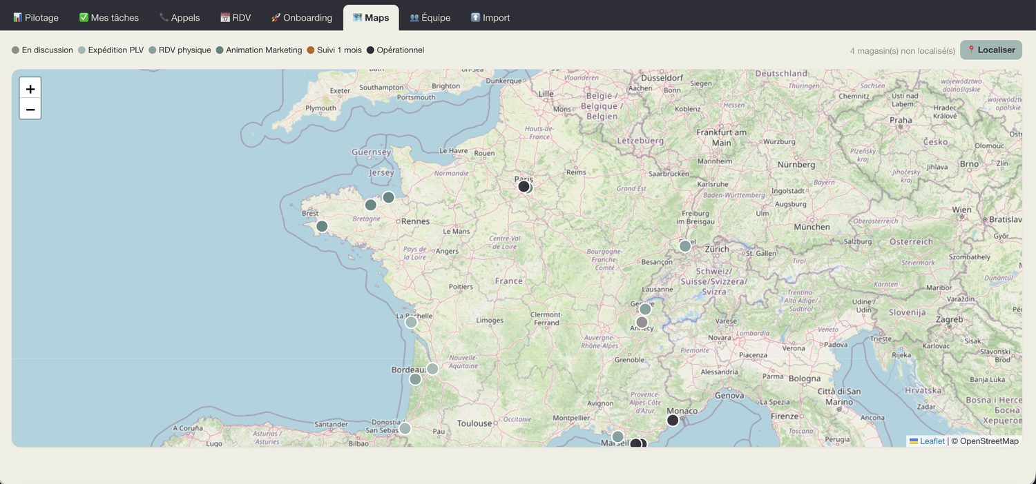 Geographic view of partner stores