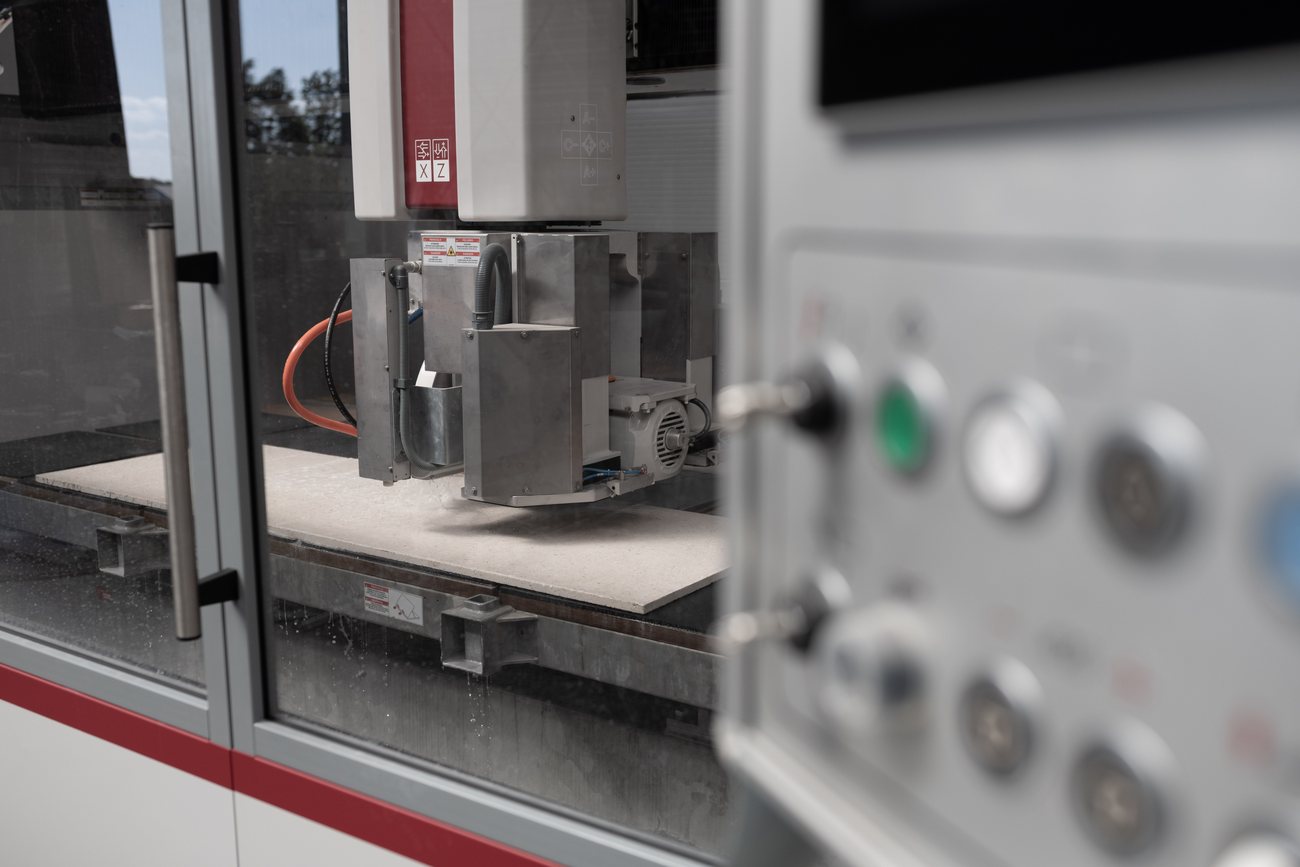 CNC machining an Ostrea slab